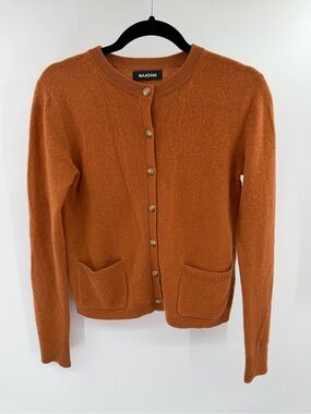 NAADAM 100% Cashmere Women's Rust Burnt Orange Crewneck Buttoned Cardigan Small